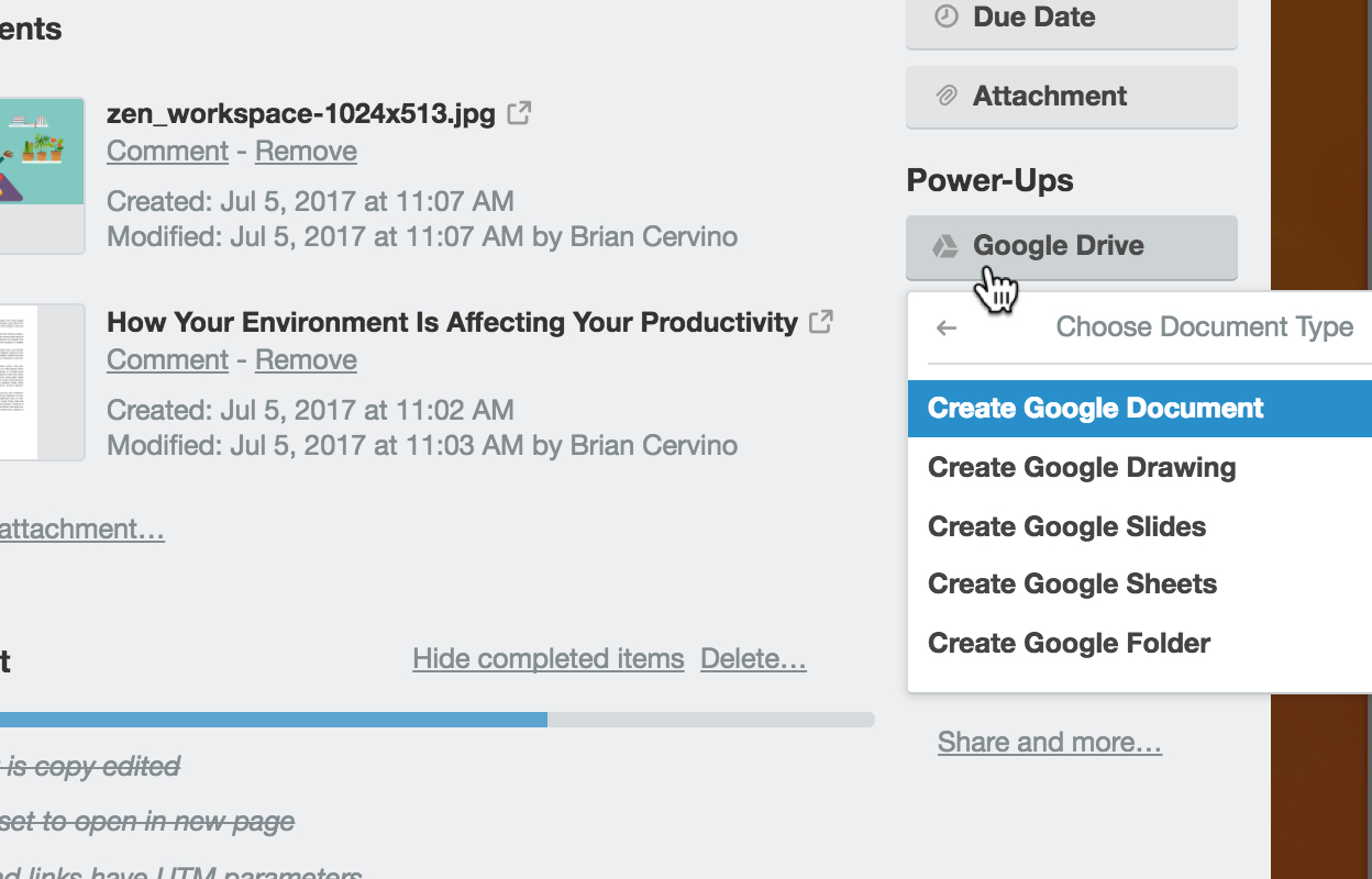 Trello Power Up Google Drive